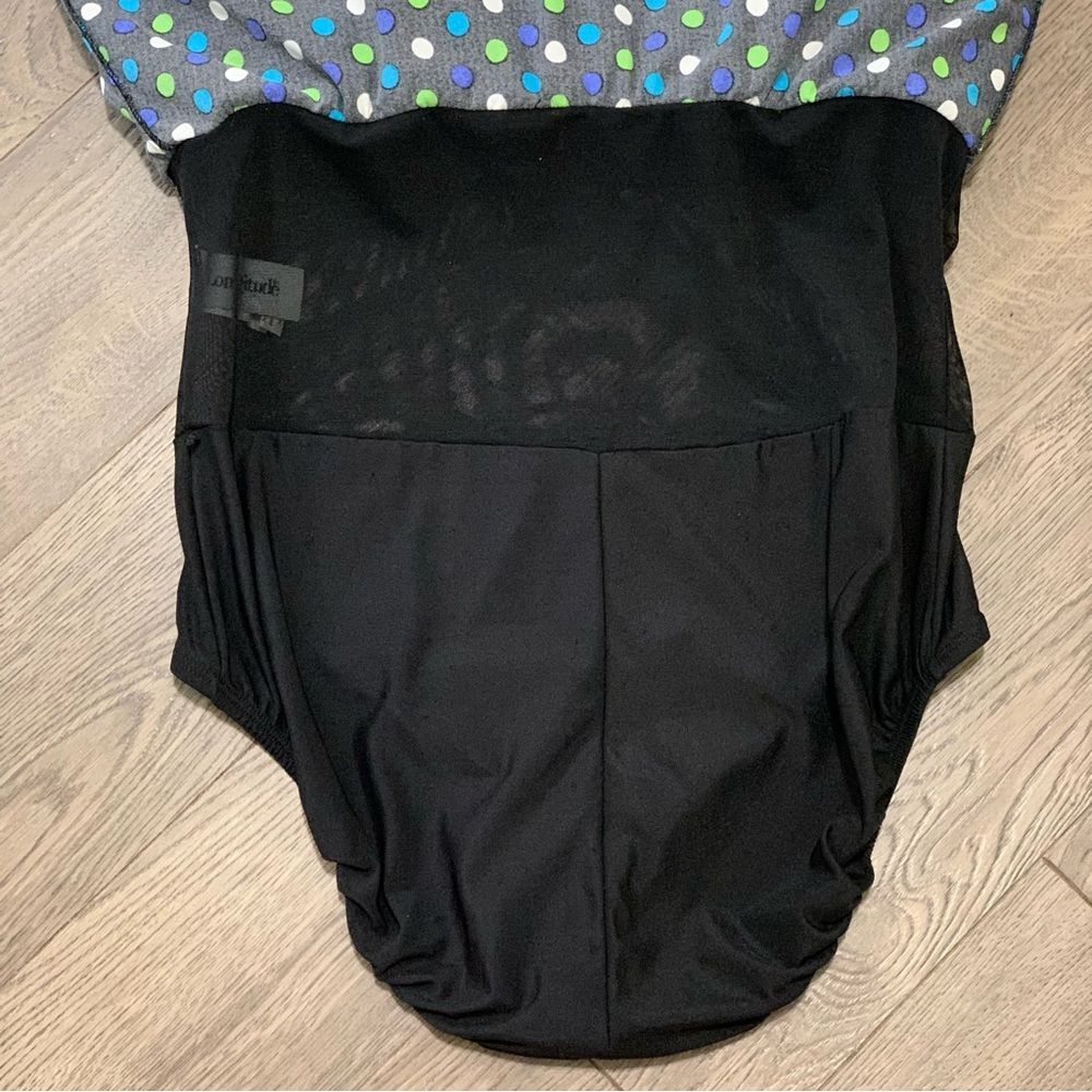 Longitude Black Polka Dot One-Piece Swimdress Blue Green White 12P Retro Pinup - Picture 7 of 12